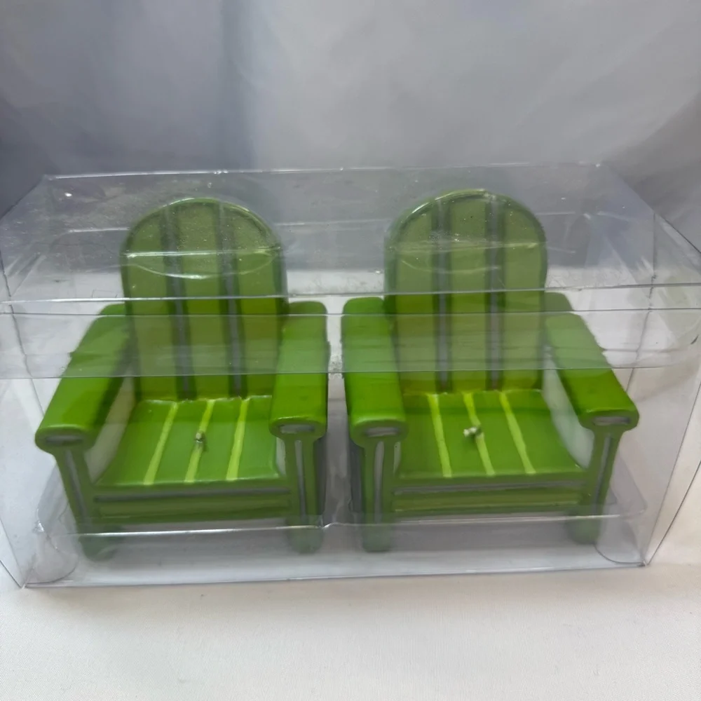 Yellow/White Beach Balls & Green Adirondack Chairs Candle Sets (U get Both) NWT
